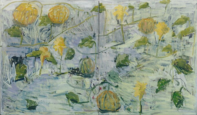 kürbisfeld, 2000, oel auf leinwand, 140x240