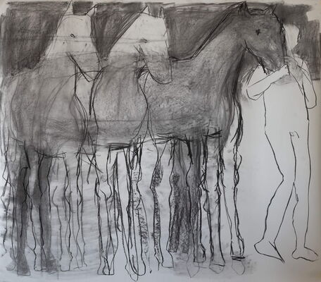 apocalyptic rider, 2020, charcoal on paper, 150x170
