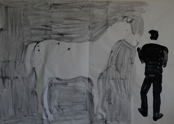 horses, 2013, charcoal on paper, 148x170