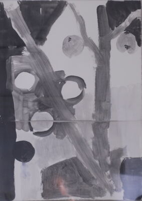 die schwarzen aepfel, 2014, gouache on paper, 90x68