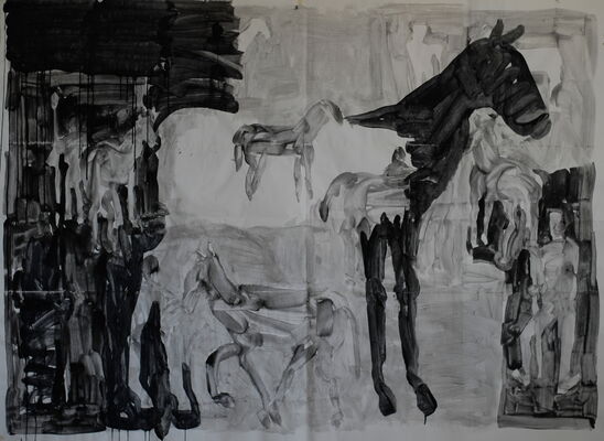 horses, 2013, charcoal on paper, 148x170