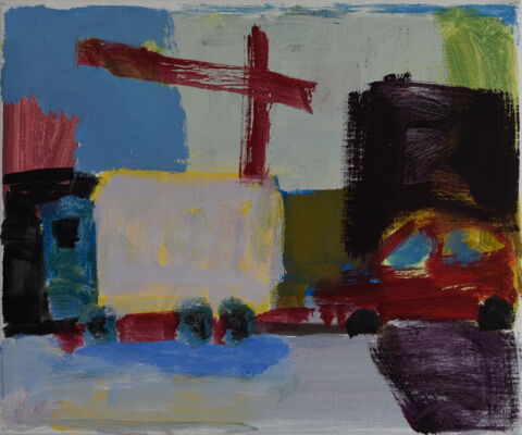 Quartier, 2026, Öl auf Leinwand, 31x37