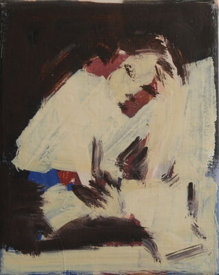 schreiber in der nacht, 2008, oel auf leinwand, 25x20