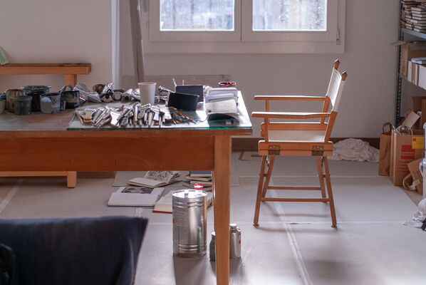 Atelierimpressionen aus Jens des Schweizer Kunstmalers Willi Müller