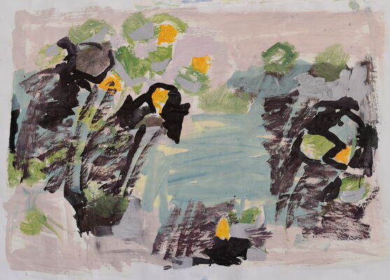 abseits, 2022, oel auf papier, 70x100