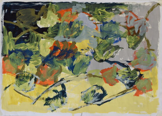 Abseits, 2024, Öl auf Papier, 70x100