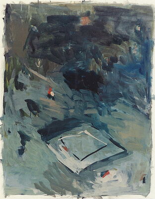 brett, 1997, oel auf papier/holz, 77x98