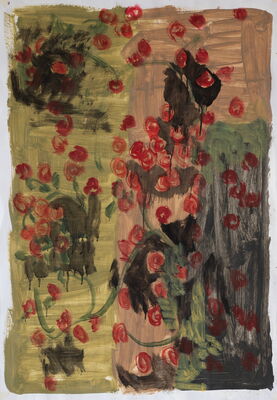 blumen, 2021, oel auf papier, 100x70